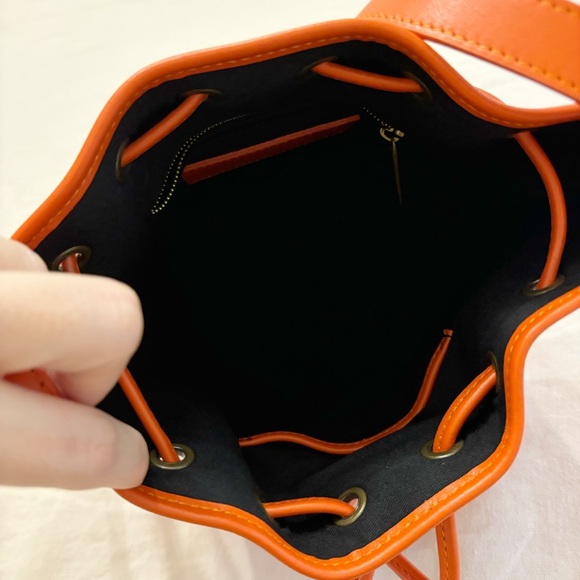 Sezane Farrow Mini Leather Bag NEW Bright Orange Red - Picture 8 of 11